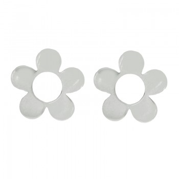 Pendientes flor plana Plata de Ley 925
