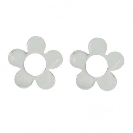 Pendientes flor plana Plata de Ley 925