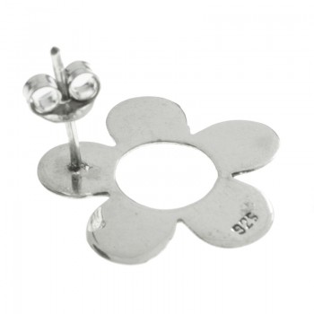 Pendientes flor plana Plata de Ley 925 2