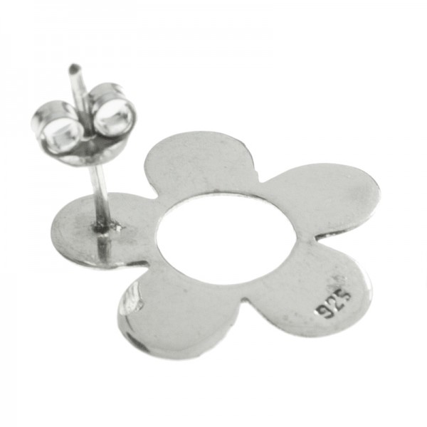 Pendientes flor plana Plata de Ley 925