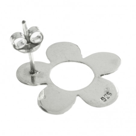 Pendientes flor plana Plata de Ley 925
