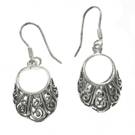 Pendientes óvalo calado Plata de Ley 925