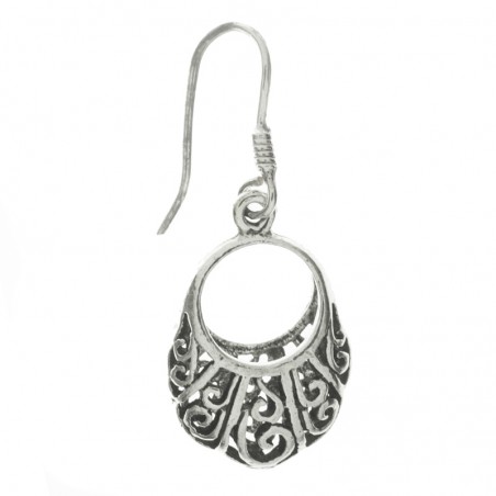 Pendientes óvalo calado Plata de Ley 925