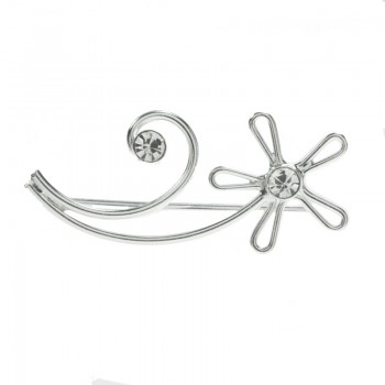 Pendientes trepadores flor con espiral Plata de Ley 2