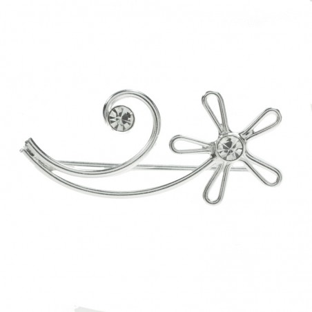 Pendientes trepadores flor con espiral Plata de Ley