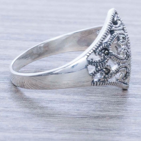 anillo marquesita plata coral talla 16  Compra venta en todocoleccion