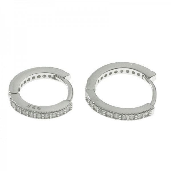 Pendientes aro con circonitas Plata de Ley 925