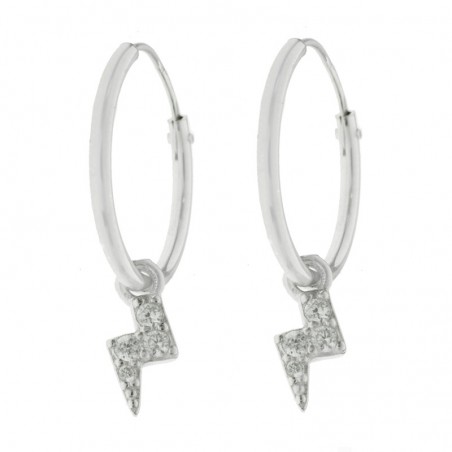 Aros con mini rayo Plata de Ley