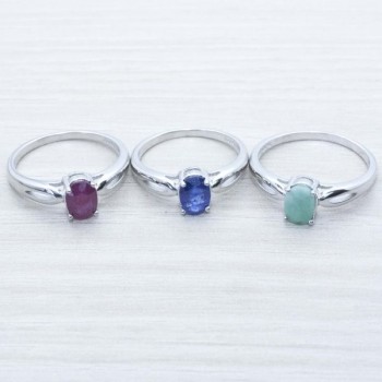 Anillo piedras preciosas Plata de Ley 925