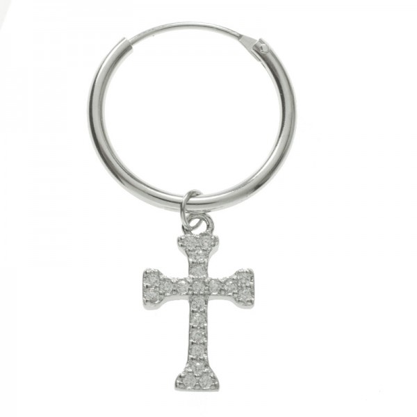 Aros con cruz colgante Plata de Ley 925