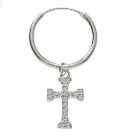 Aros con cruz colgante Plata de Ley 925
