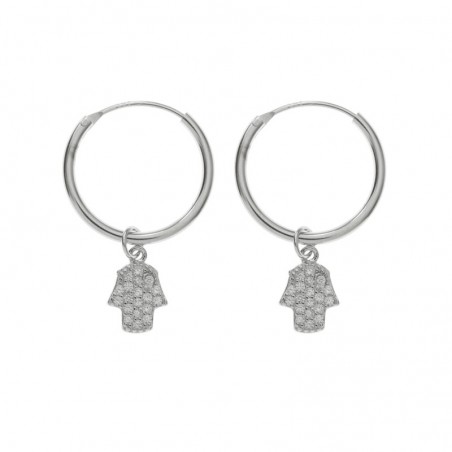Aros con mano de Fátima Plata de Ley 925