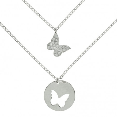 Collar doble mariposa Plata de Ley