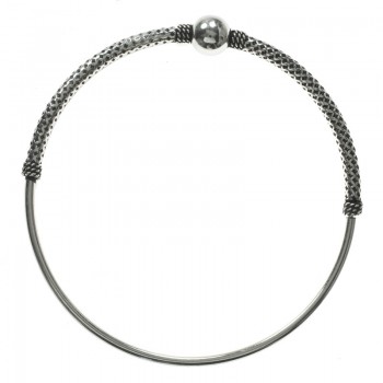 Pulsera rígida Bali labrada con bola