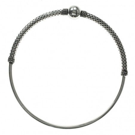 Pulsera rígida Bali labrada con bola