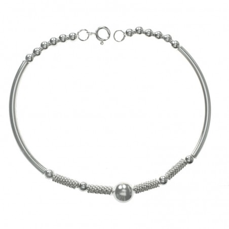 Pulsera Bali tubos cordón y bola