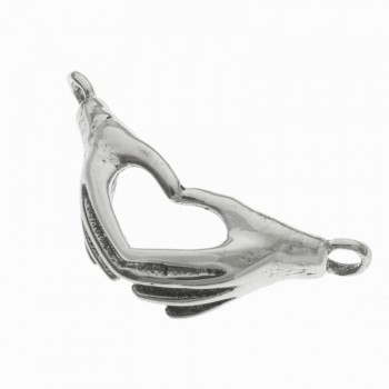 Entrepieza manos corazón Plata de Ley 2