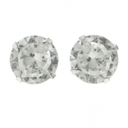Pendientes redondos con circonita engastada Plata de Ley 925