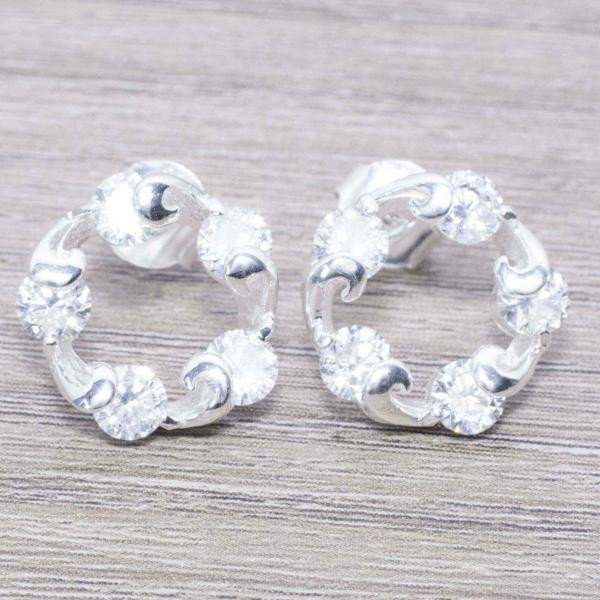 Conjunto circonia círculo en Plata de Ley 925