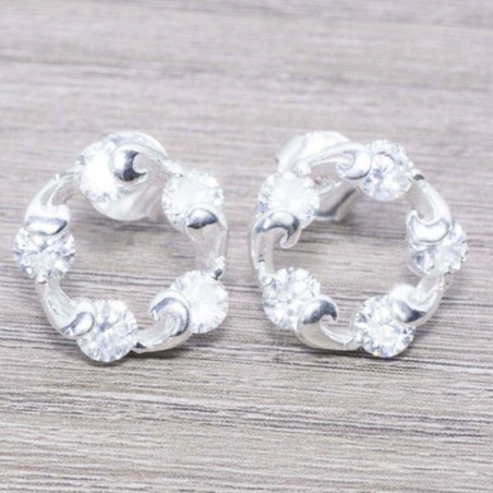 Conjunto circonia círculo en Plata de Ley 925