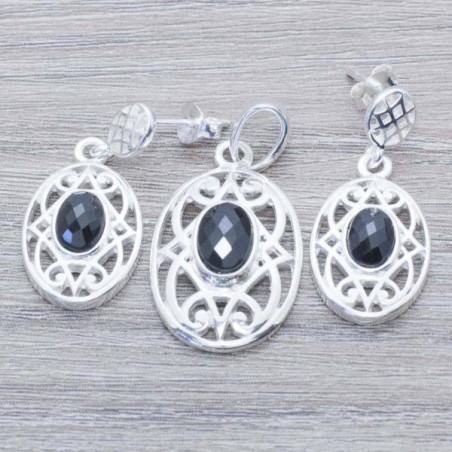Conjunto oval Plata de Ley 925
