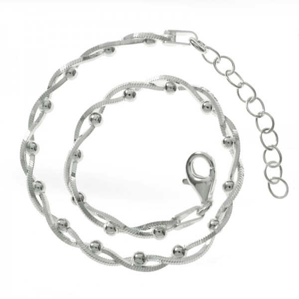 Conjunto cadena cuadrada y bolas Plata de Ley 925