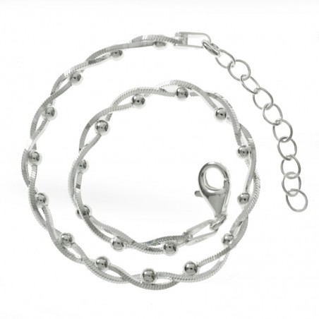 Conjunto cadena cuadrada y bolas Plata de Ley 925