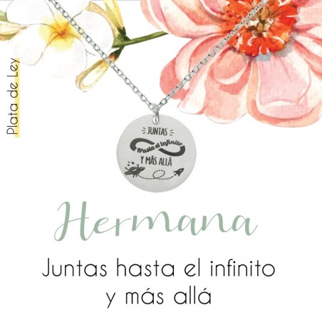 Collar Hermanas con mensaje Plata de Ley