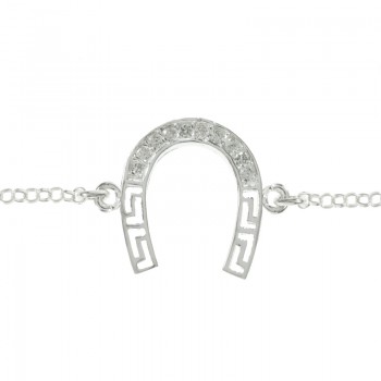 Pulsera Plata de Ley 925 circonita herradura griega