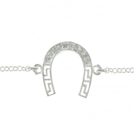 Pulsera Plata de Ley 925 circonita herradura griega
