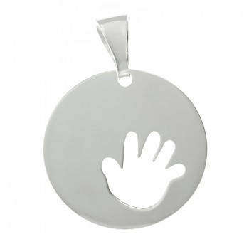 Colgante medalla mano calado Plata lisa de Ley 925