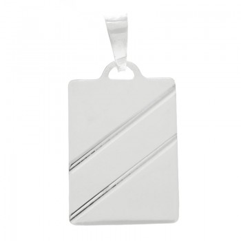 Chapa para grabar rectángulo biselado Plata de Ley 925