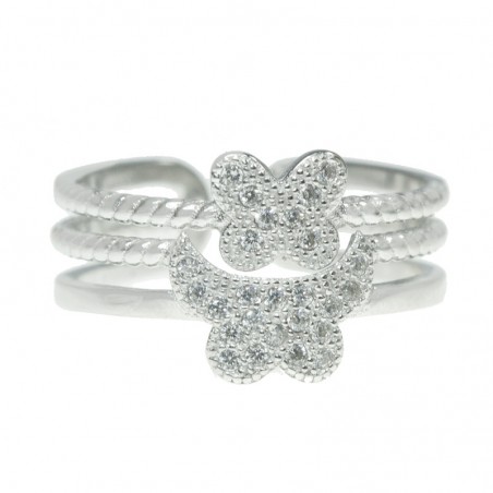 Anillo  mariposas ajustable Plata de Ley 925