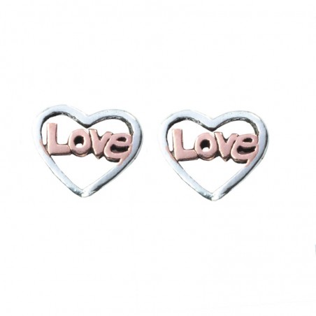 Mini pendientes Love con corazón Plata de Ley 925