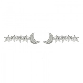 Pendientes climbers luna con estrellas Plata de Ley 925