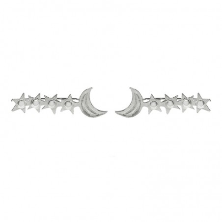 Pendientes climbers luna con estrellas Plata de Ley 925