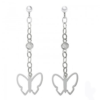 Pendientes largos cadena con mariposa