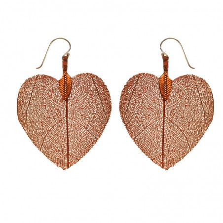 Pendientes hoja natural corazón