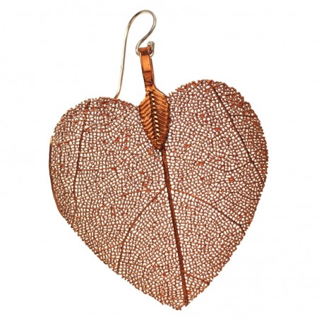 Pendientes hoja natural corazón