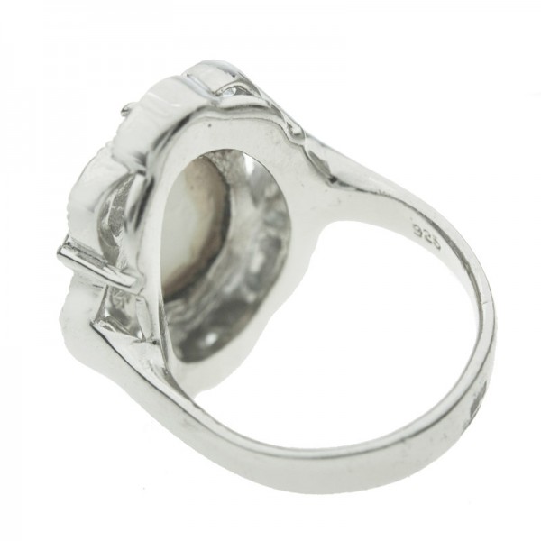 Anillo camafeo con circonitas Plata de Ley 925