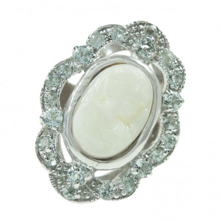 Anillo camafeo con circonitas Plata de Ley 925