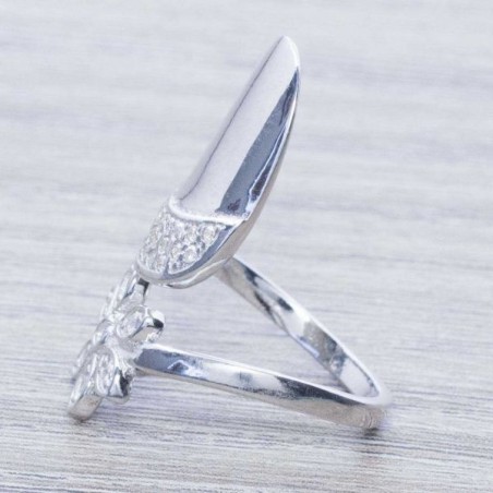 Anillo para uña con circonia Plata de Ley 925