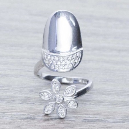 Anillo para uña con circonia Plata de Ley 925