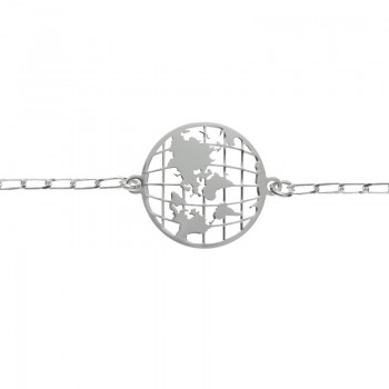 Pulsera mapamundi Plata de Ley 925