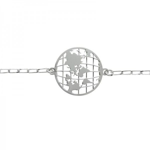 Pulsera mapamundi Plata de Ley 925