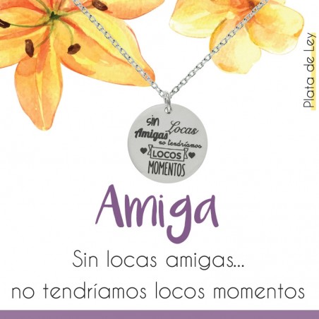 Collar Amigas con mensaje Plata de Ley