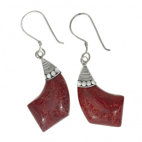 Pendientes coral reconstituido Plata de Ley 925