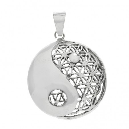 Colgante flor de la vida Yin-Yang Plata de Ley