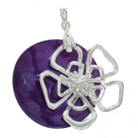 Colgante flor con nácar Plata de Ley