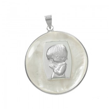 Medalla niño de nácar Plata de Ley 925